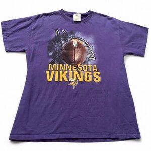 Vintage Men’s Minnesota Vikings Graphic T-Shirt Size L Purple NFL Logo Athletic